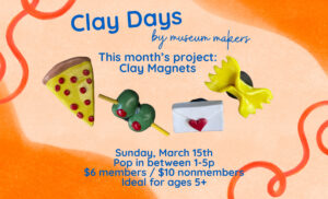 Children's clay magnet craft at clay days event.